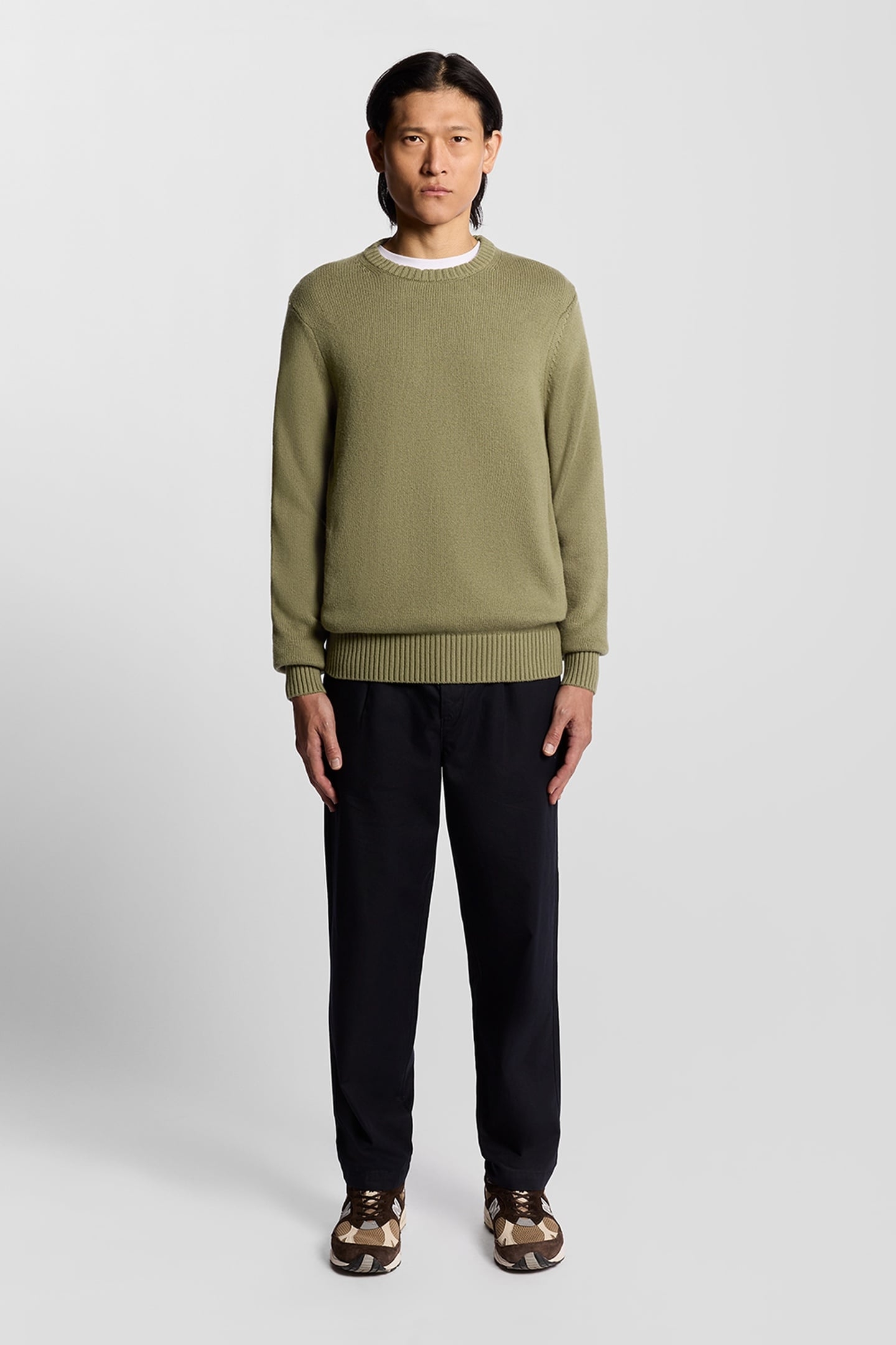 MILITARY CREW NECK JUMPER DUSKY GREEN 1