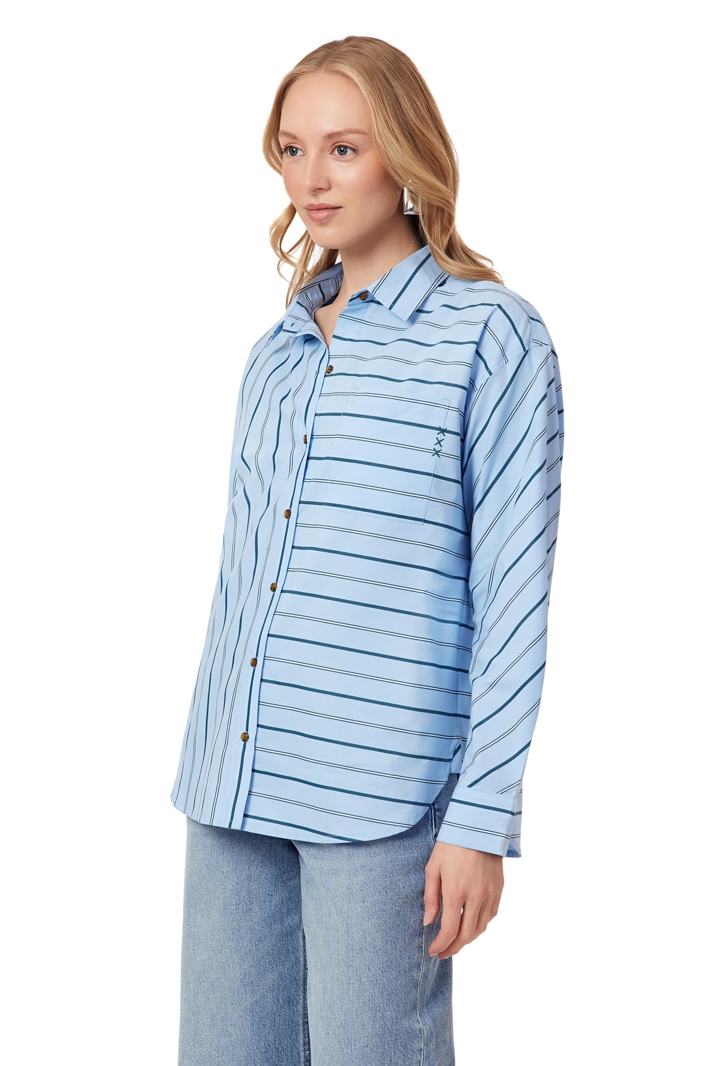OVERSIZED SHIRT CERULEAN MULTI PINSTRIPE 3