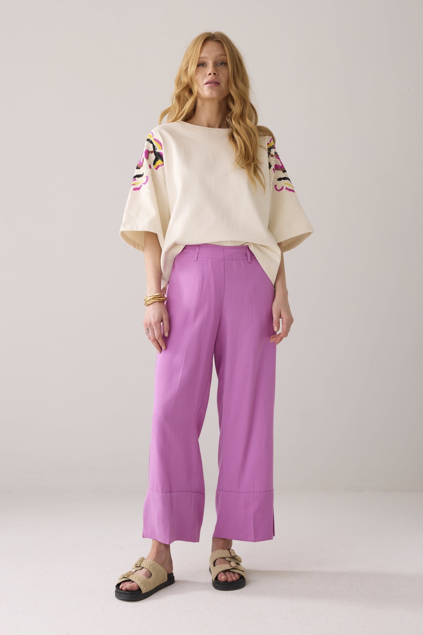 TROUSERS TENCEL CYCLAAM 1