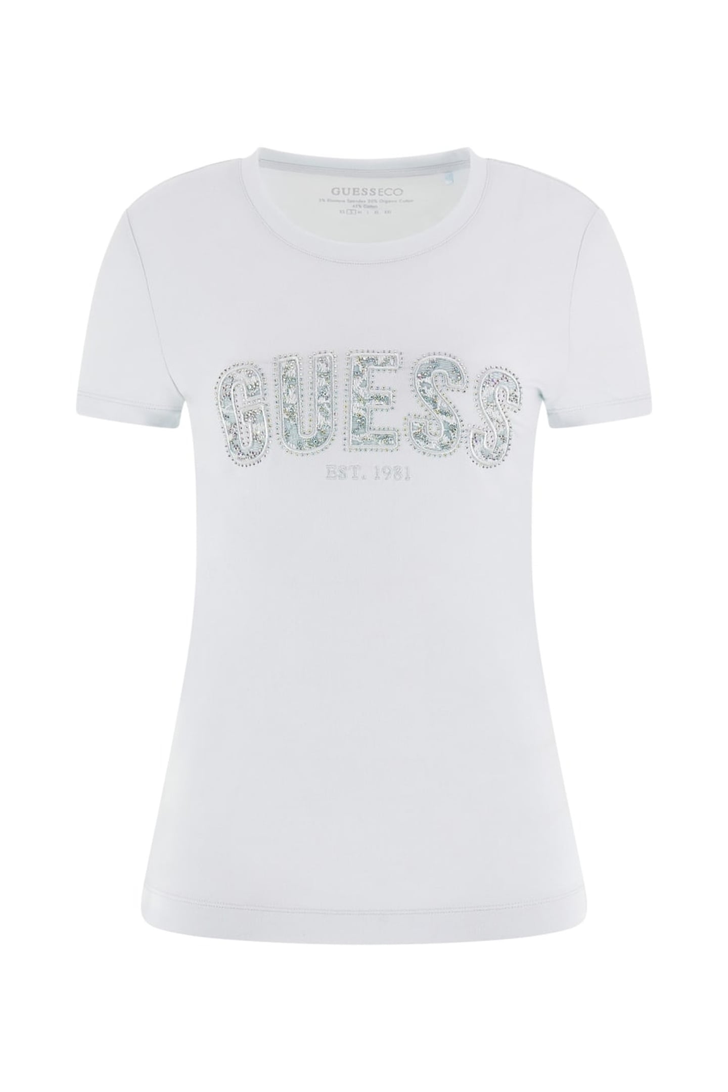 GUESS ECO CN SS LOGO LACE TEE SKY HIGH 6