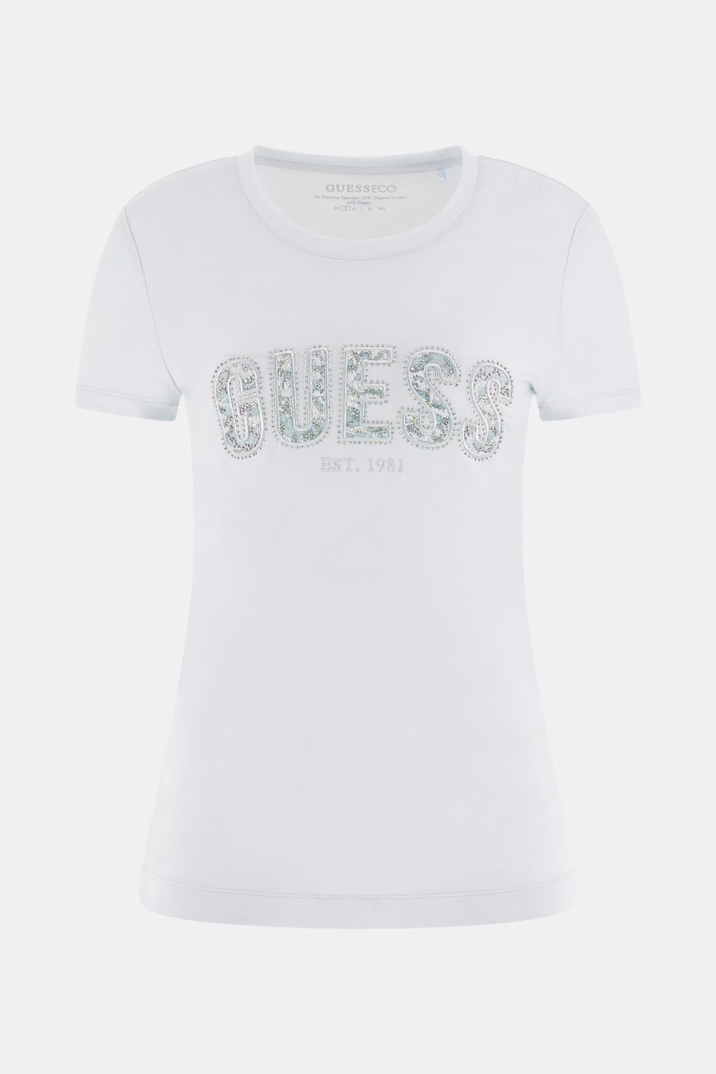 GUESS ECO CN SS LOGO LACE TEE SKY HIGH 3
