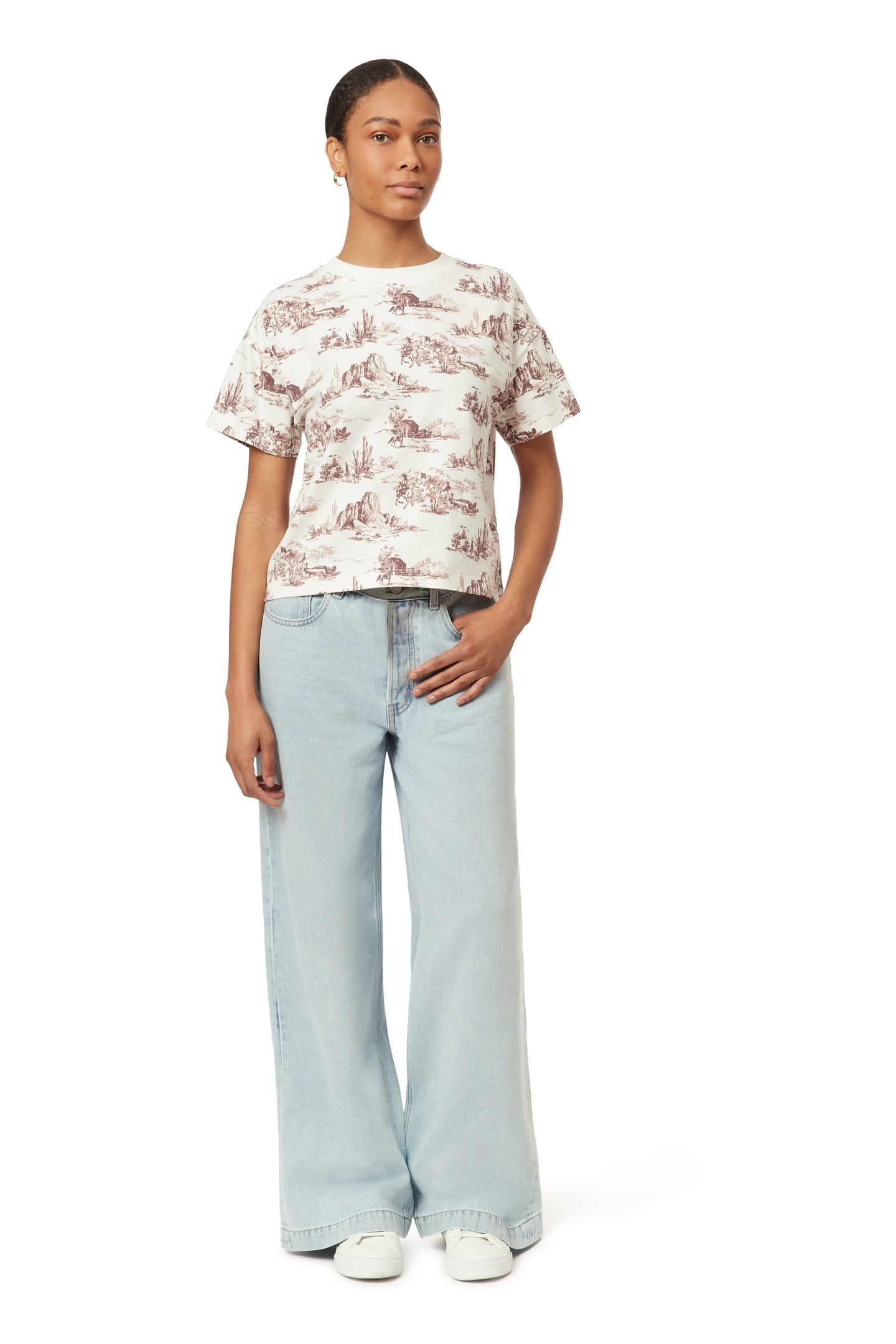 BOXY CROP TEE SUGAR SWIZZLE/ROSE BROWN/ADOBE ROSE 2