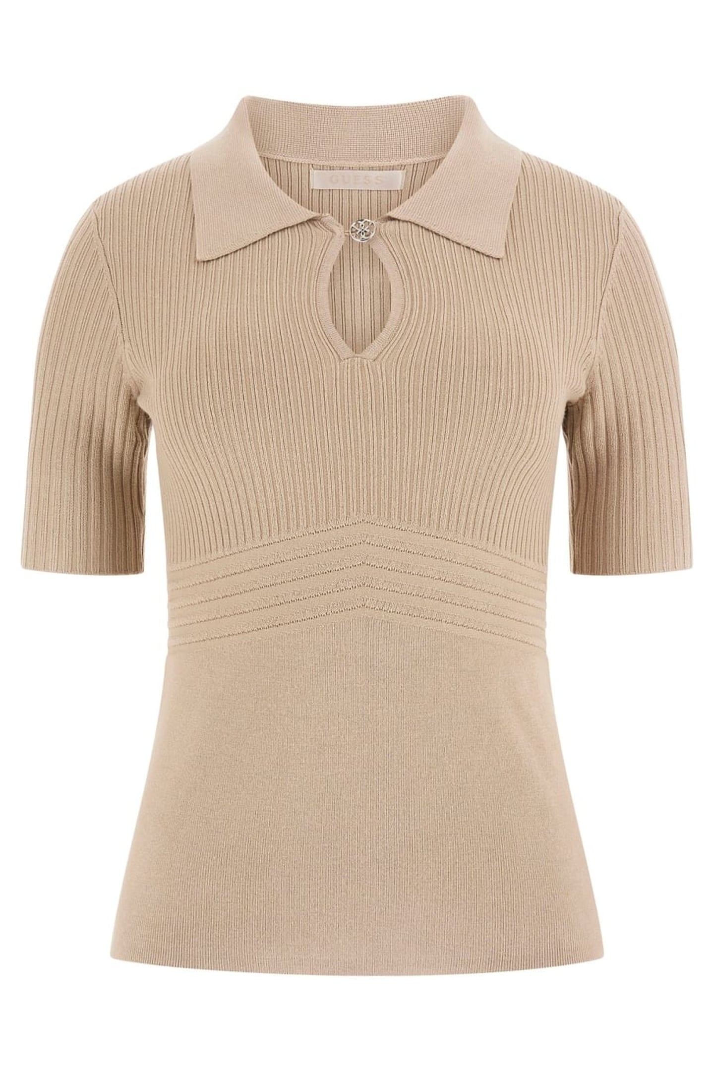 GUESS ECO FLORA CUT-OUT POLO S MACADAMIA NUTS 1