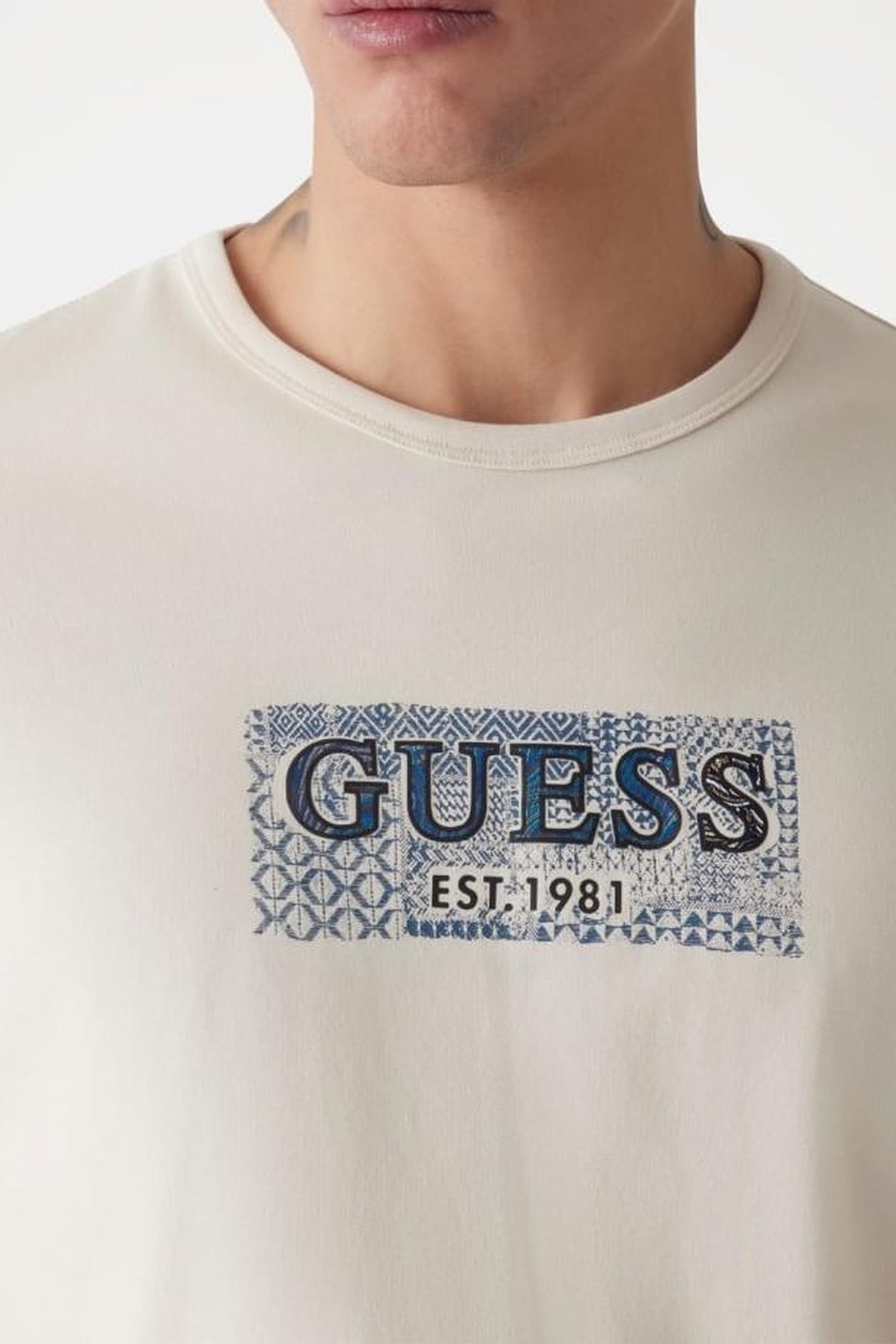 GUESS ECO SS CN GUESS BOX TEE RESORT SAND 4