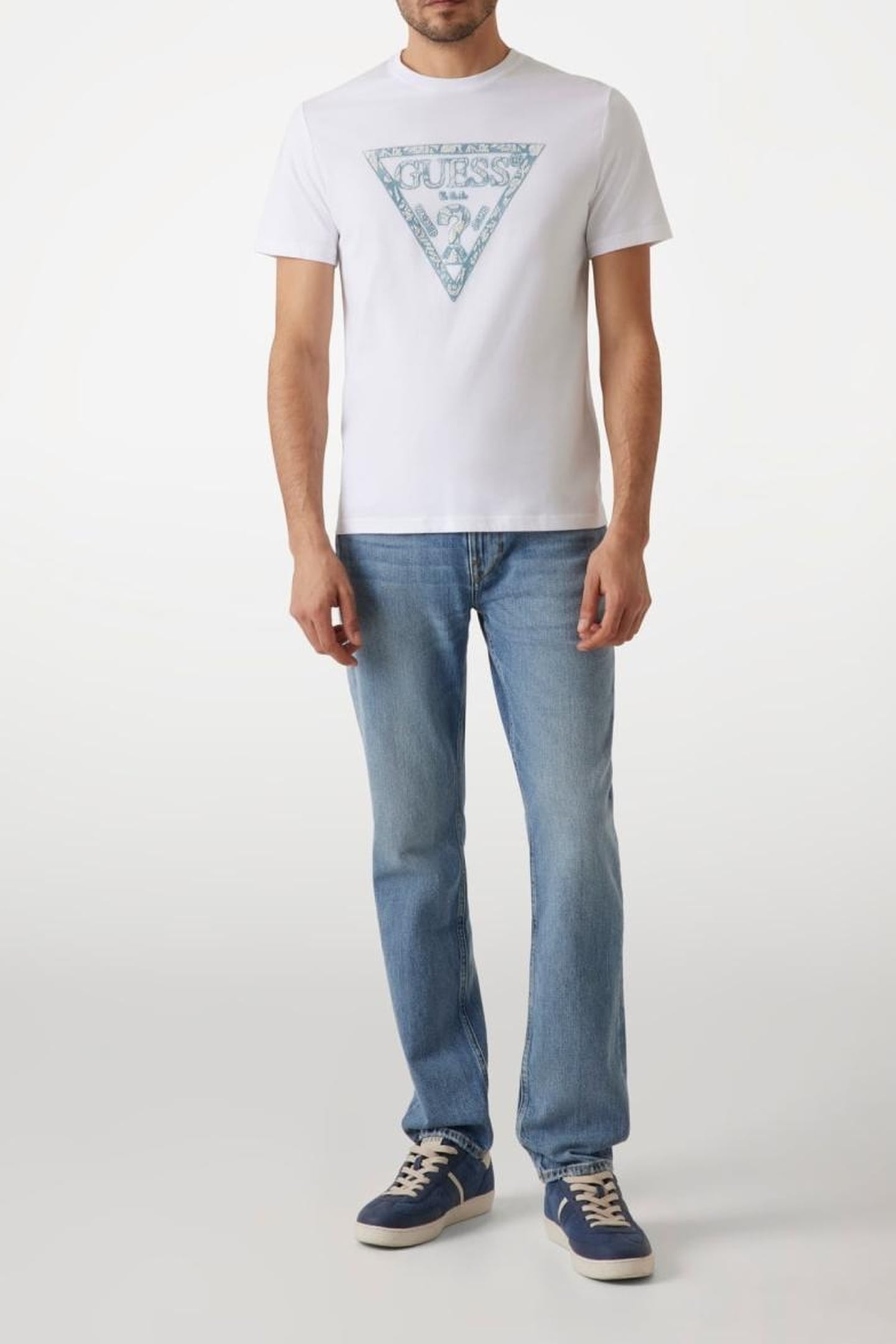 GUESS ECO SS CN TRIANGLE TEE PURE WHITE 3