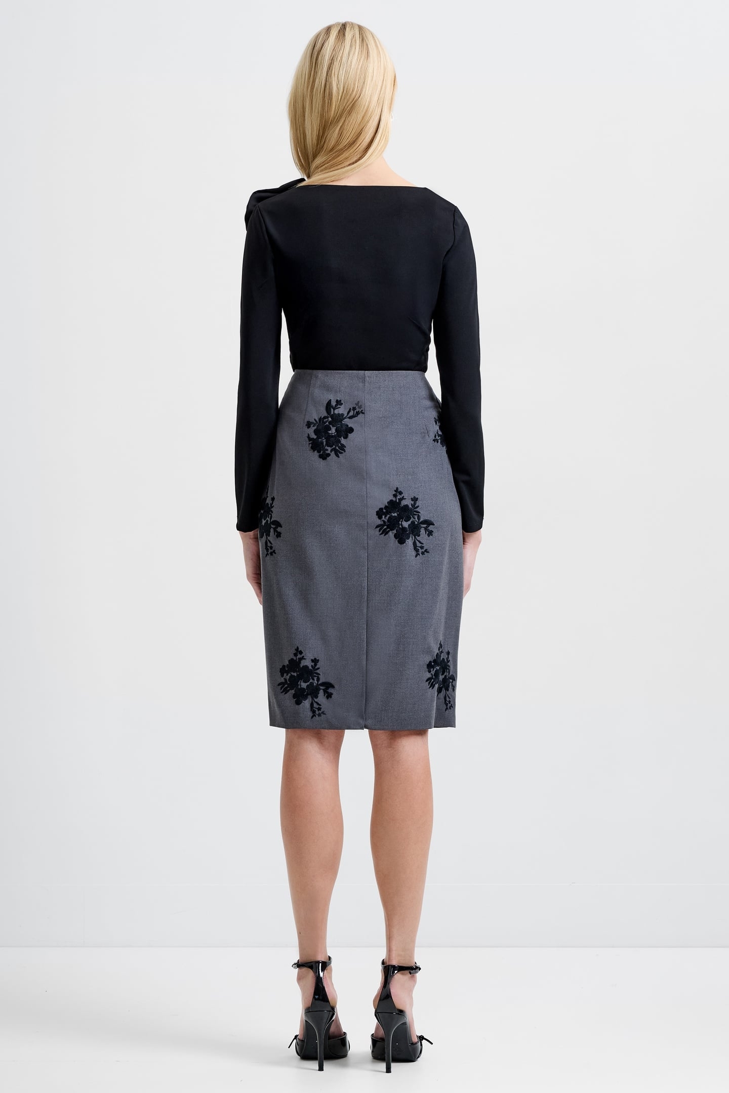 JAMIE TAILORED FLORAL SKIRT CHARCOAL GREY BLACK 2