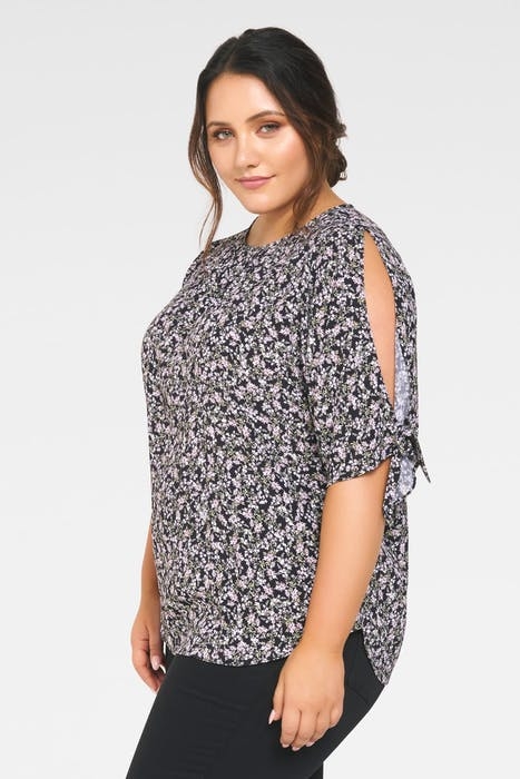 JENNY COLD SHOULDER CURVE TOP JUNIPER DITSY 5