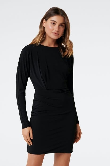 CARA DRAPED MINI DRESS BLACK 1