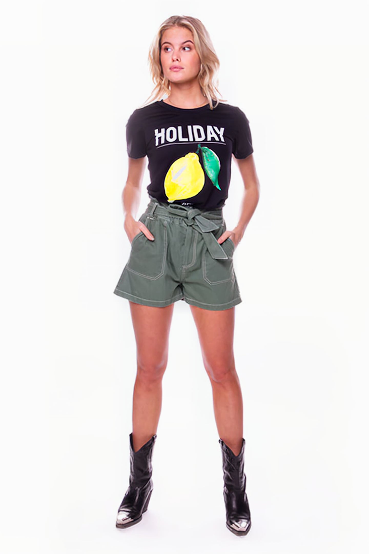 BELLS UTILITY PAPERBAG SHORT WOMEN ARMY 2