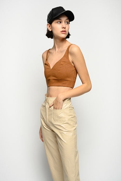 REGALE TOP TELA DI LINO/VISCOS BROWN 4