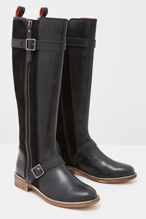 BRIT BUCKLE LEATHER LONG BOOTS PURE BLACK 2