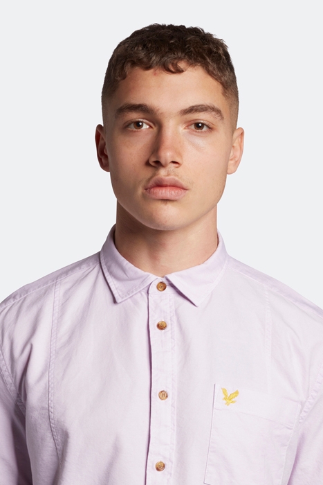 OVERDYED PANELLED OXFORD SS PULLOVER SHIRT LILAC SKY 4