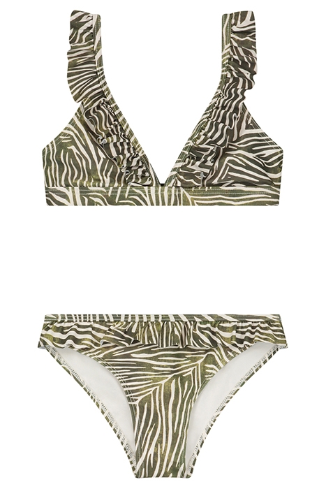 GIRLS BELLA BIKINI SET ZANZIBAR ZEBRA PALMTREE GREEN 1