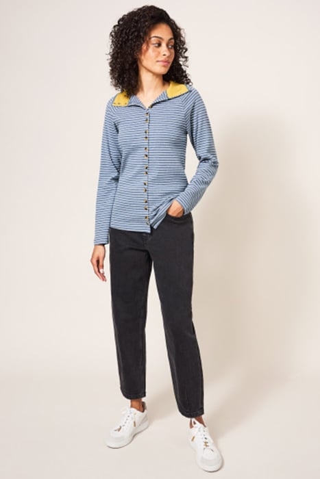 BILLY BUTTON THROUGH ROLL NECK BLUE MLT 2