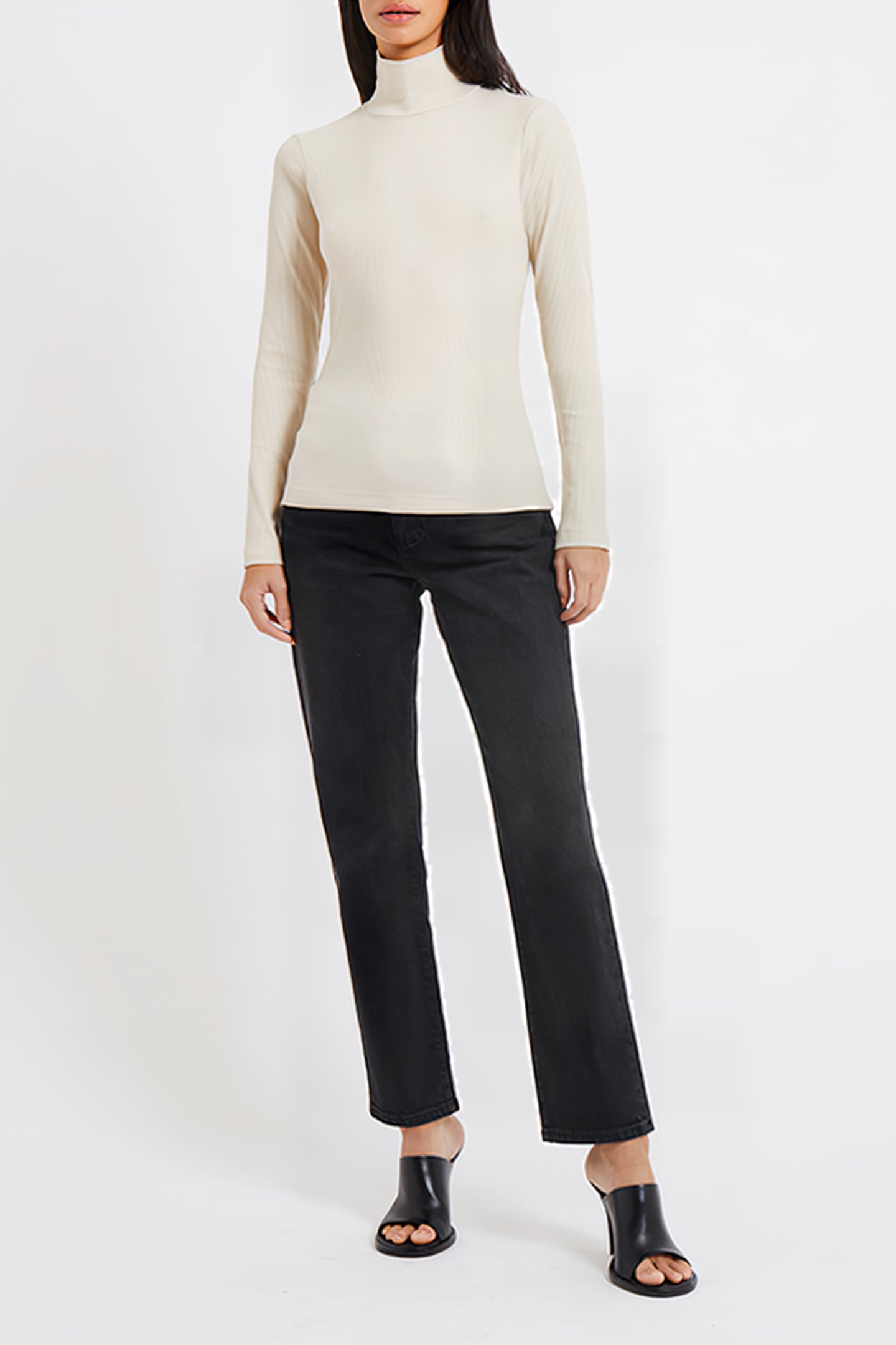 TALIE MODAL JERSEY HIGH NECK TOP CLASSIC CREAM 3