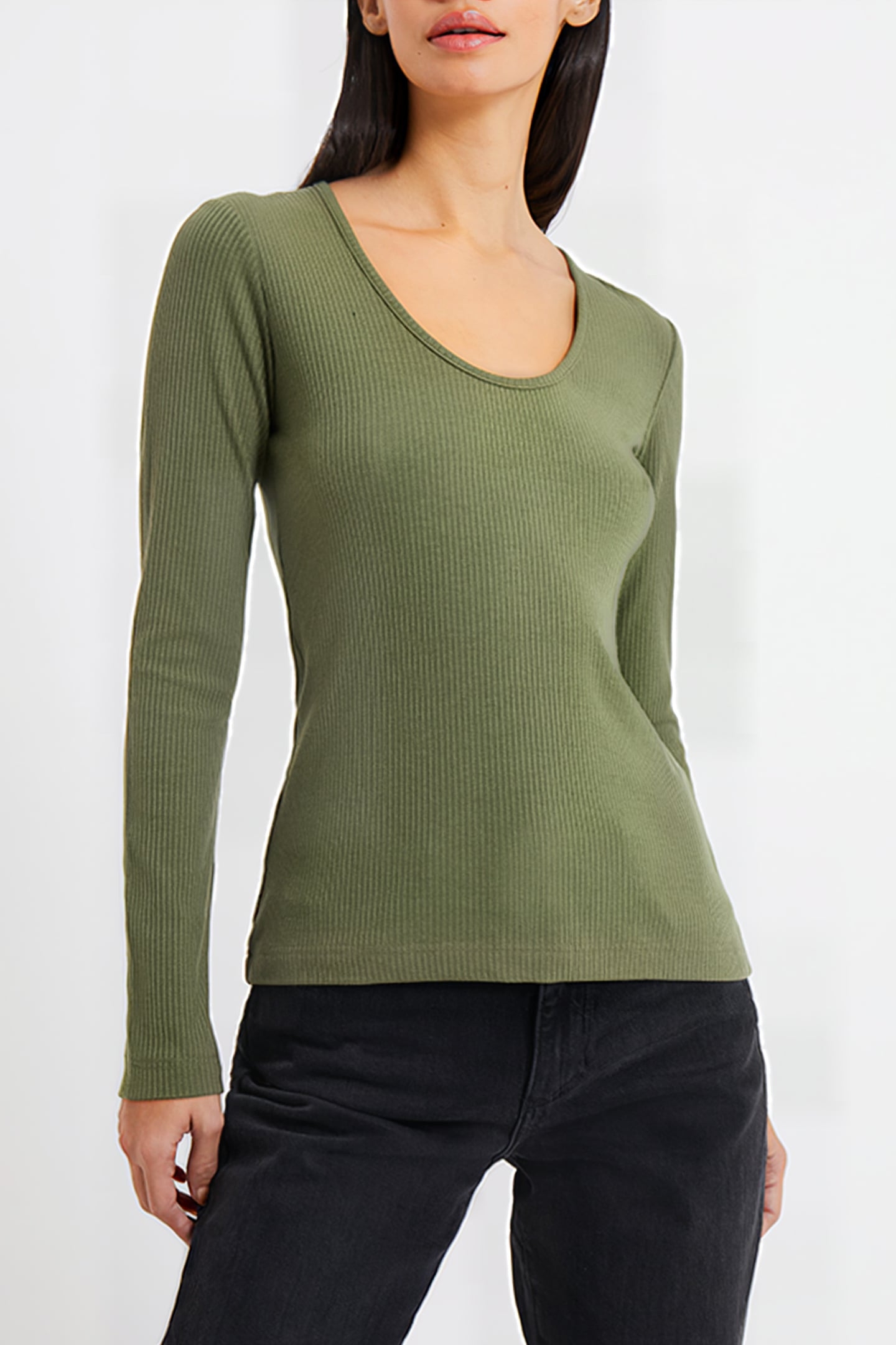 SCOOP RIB L/S KHAKI 1