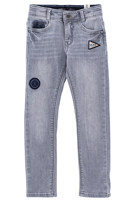 BOYS’ MEDIUM GREY RECYCLED SLIM JEANS WITH BADGES MEDIUM GRE 1