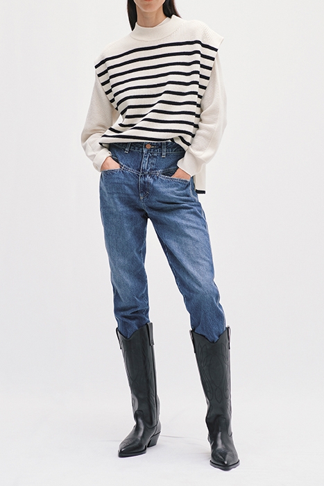 STRIPED VEST KNITS IVORY 3