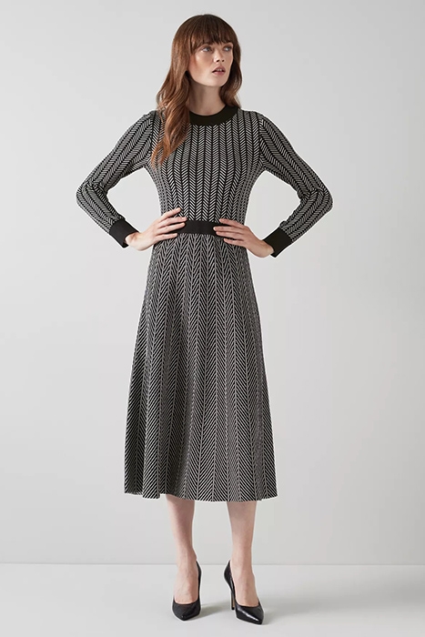 CATHRIN MIDI DRESS BLACK/CREAM 1