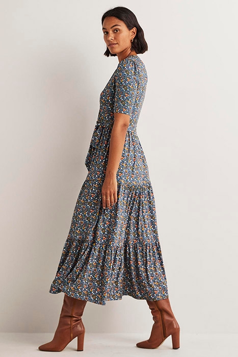 TIERED WRAP JERSEY MAXI DRESS BLU 2