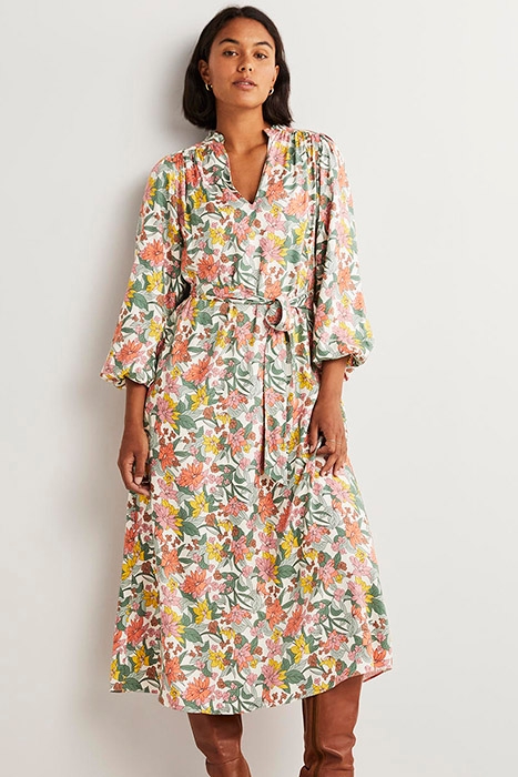 NOTCH NECK BLOUSON MIDI DRESS IVO 1