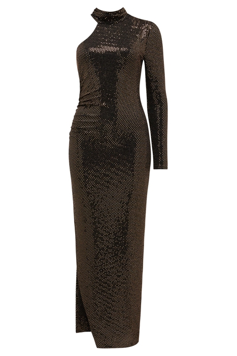 JENNA ONE SLEEVE METALLIC DRESS BLACK AND GOLD SPOT 5
