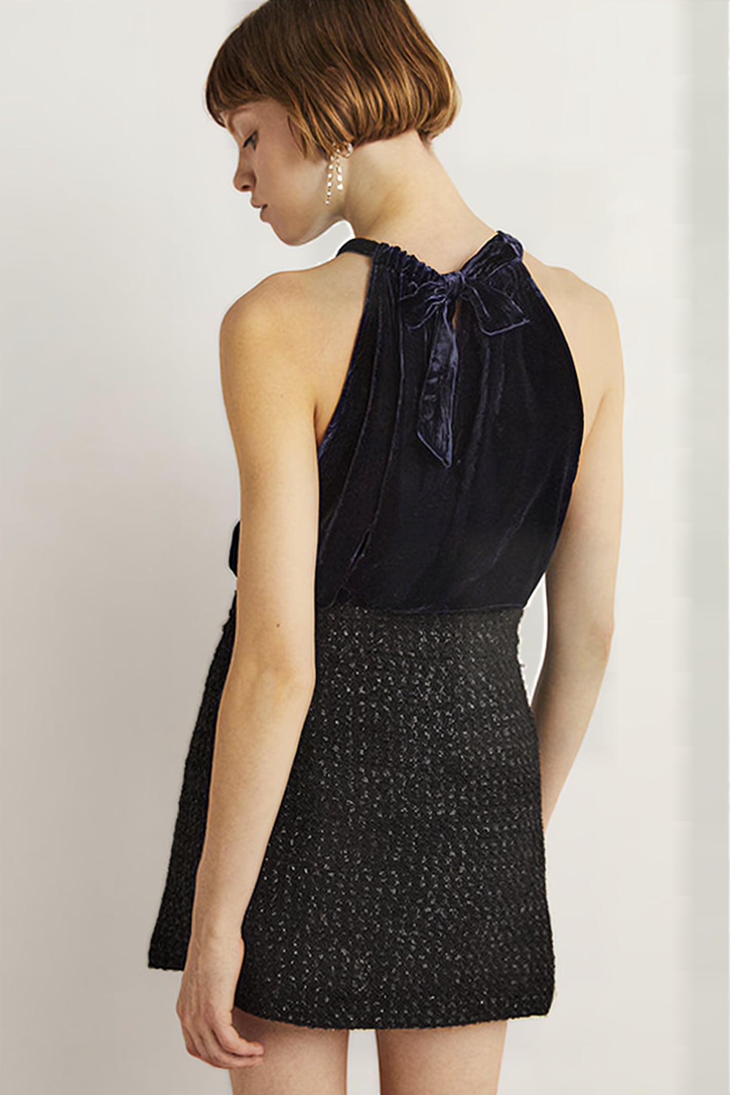 HALTERNECK VELVET TOP NVY 2