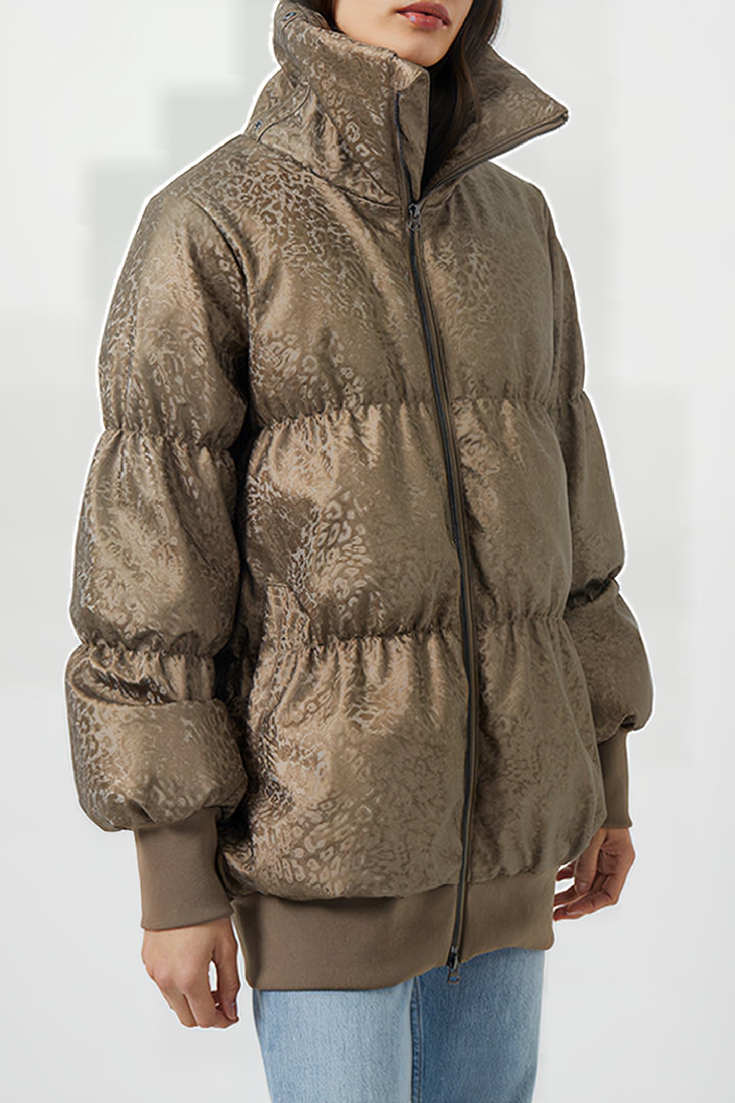 EONA LEOPARD VEGAN PUFFER JKT BRONZE MULTI 1