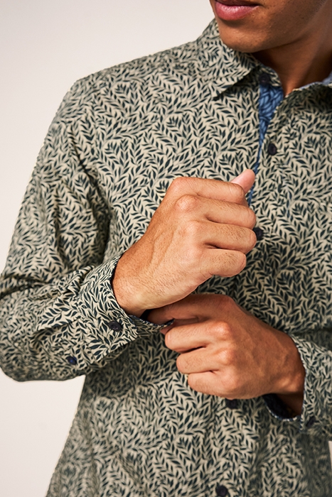 LEAF PRINTED SHIRT DARK GREEN 4