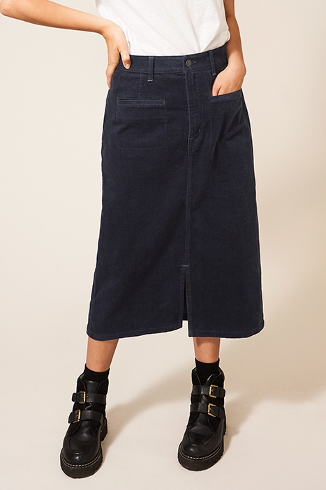 POPPY CORD MIDI SKIRT DK GREY 2