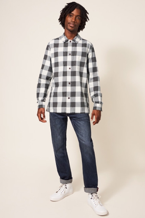 BUFFALO TWILL CHECK SHIRT LGT NAT 3