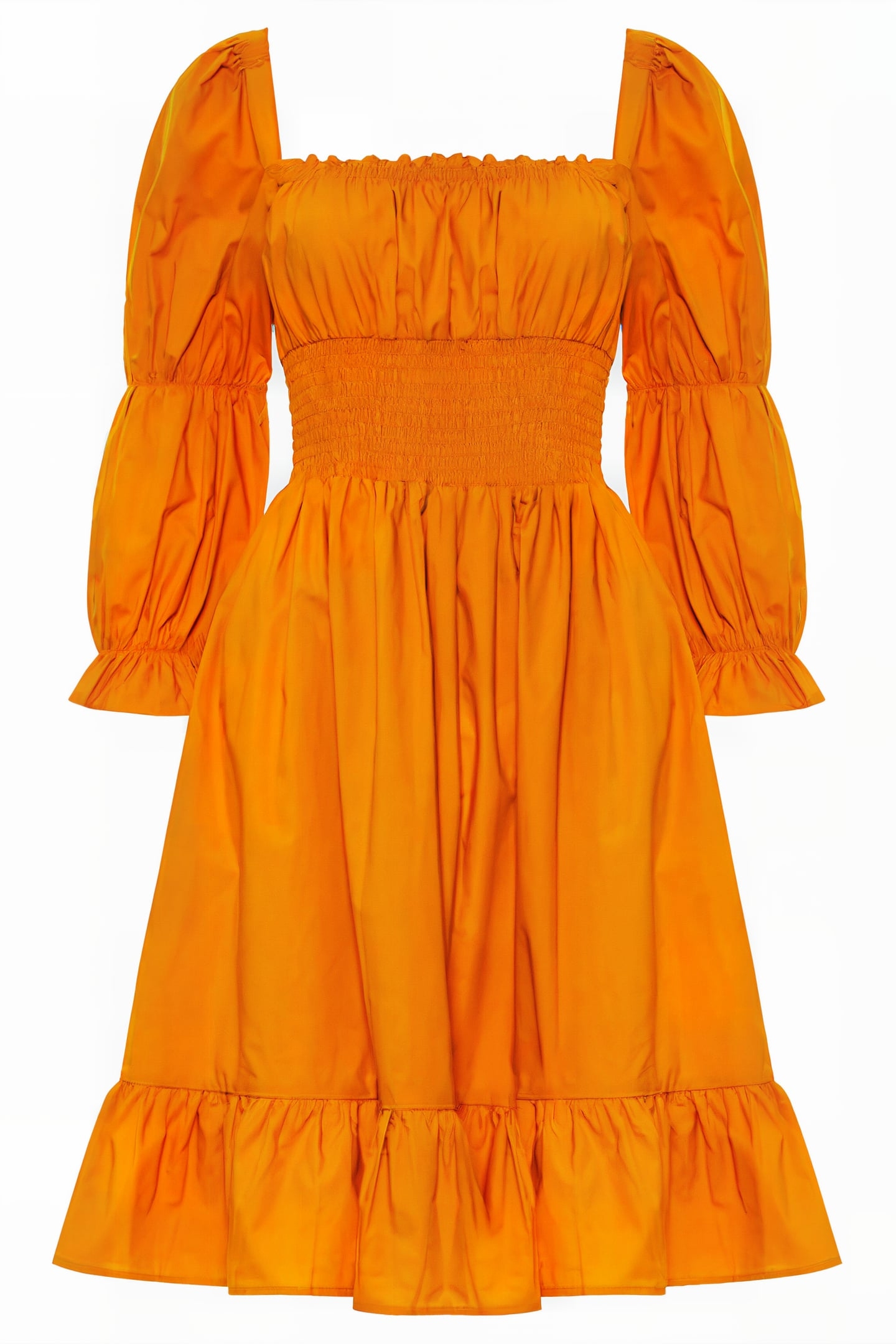 SINDEY COTTON SATIN DRESS BURNT ORANGE 1