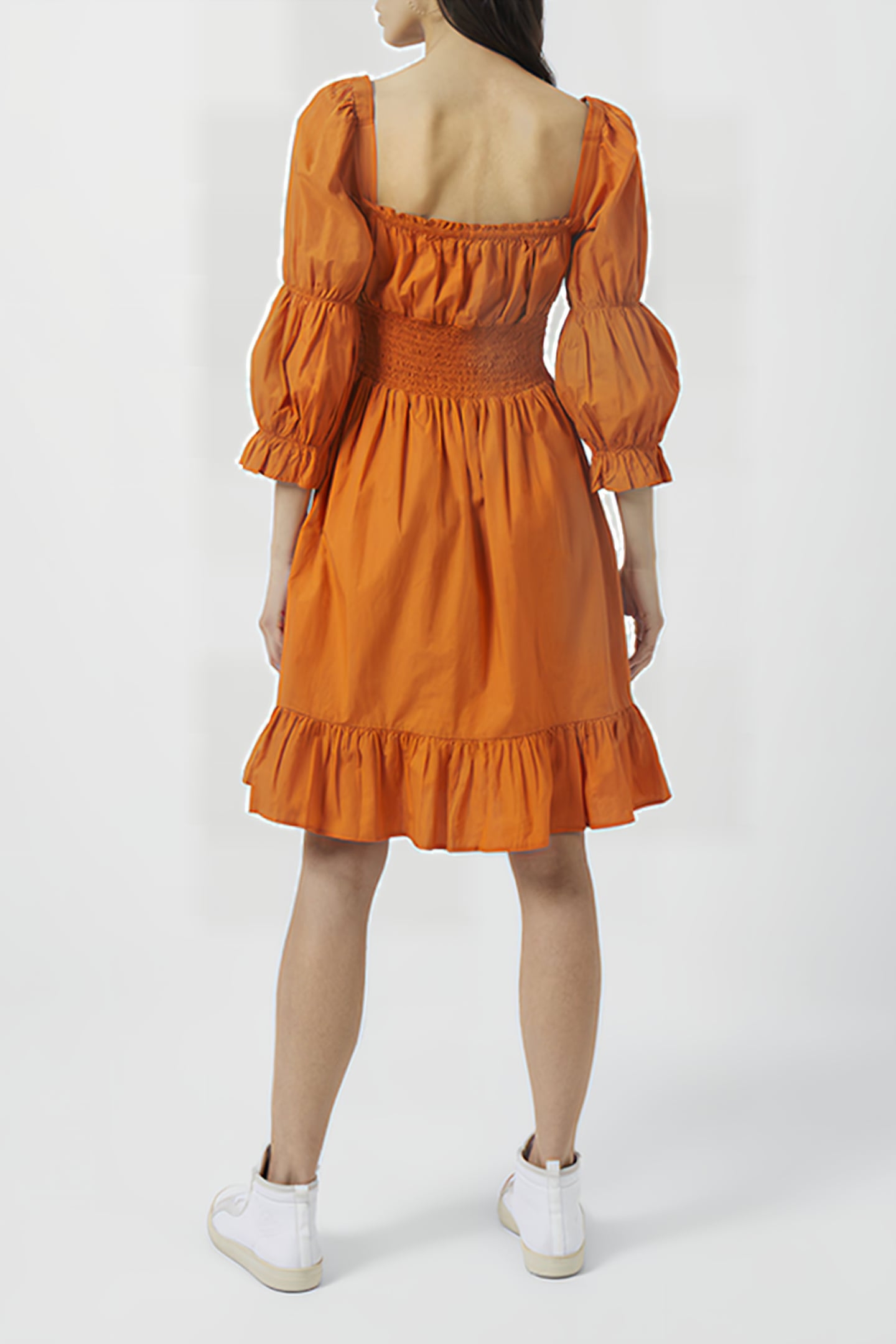 SINDEY COTTON SATIN DRESS BURNT ORANGE 4