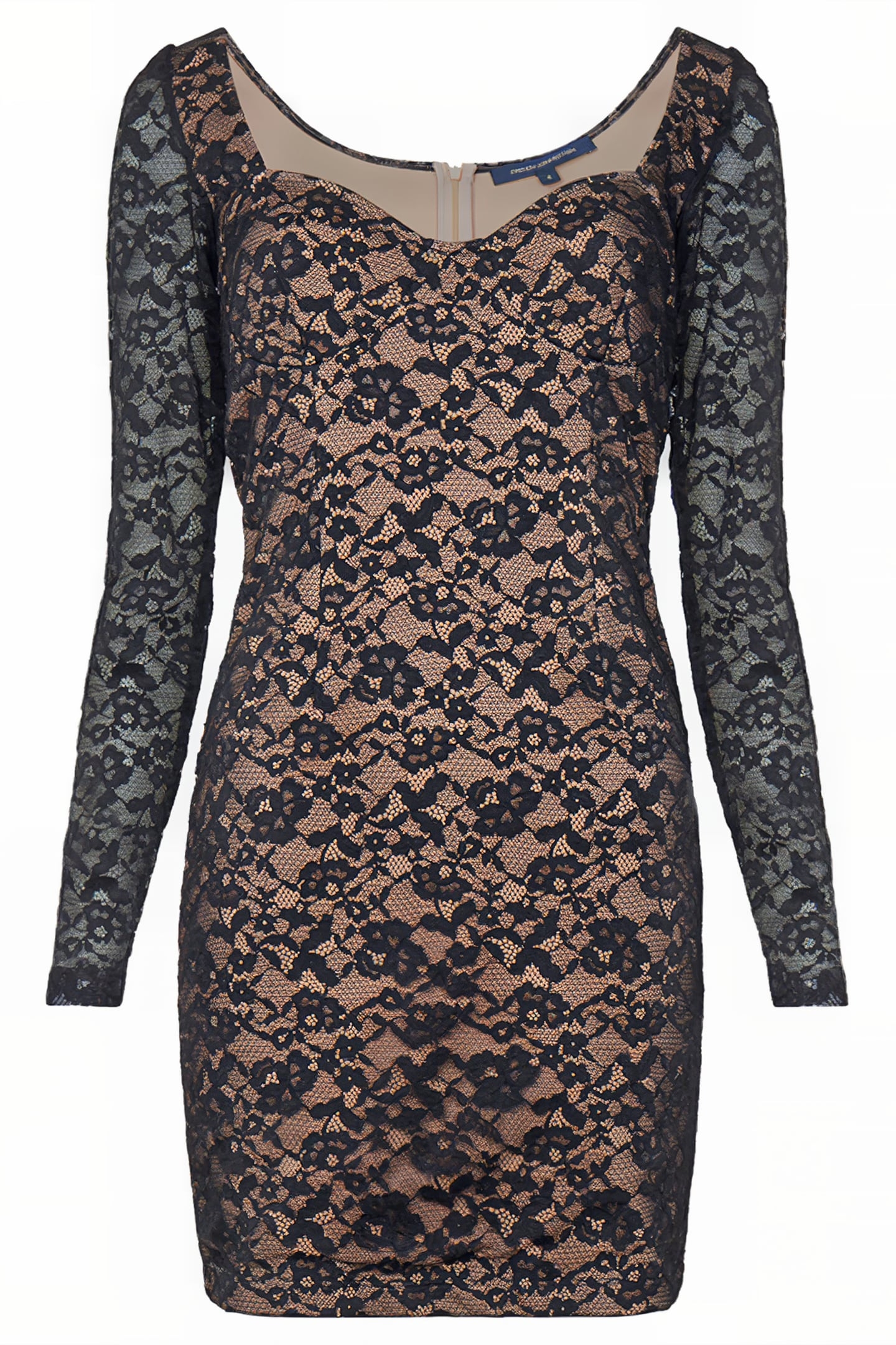 THORA LULA PONTE LACE DRESS BLACK-ALMOND NUDE 6