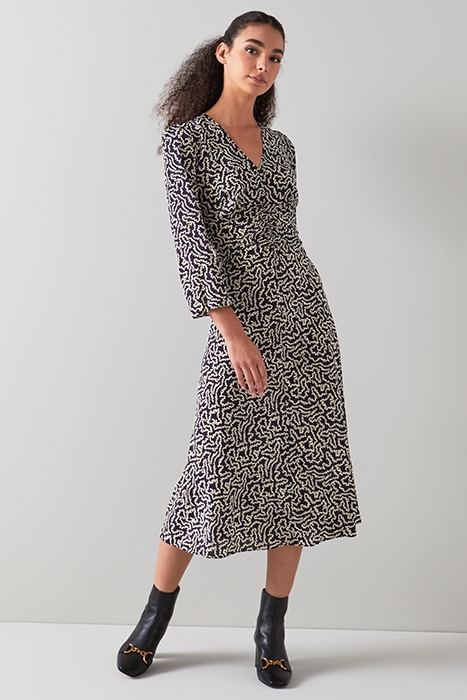 GABRIELLE MIDI DRESS BLUE/CREAM 2