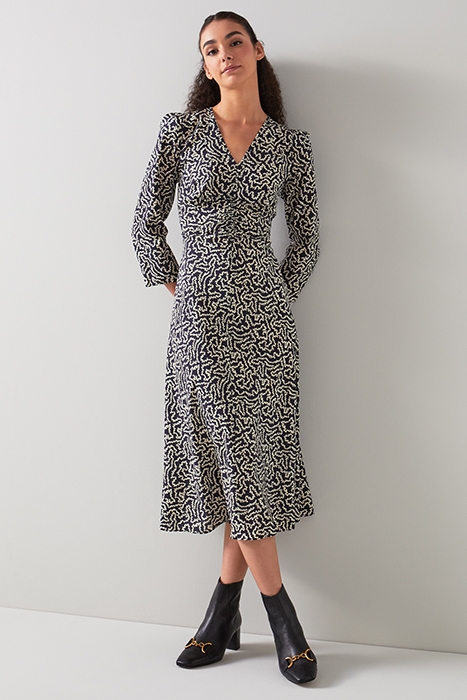 GABRIELLE MIDI DRESS BLUE/CREAM 1