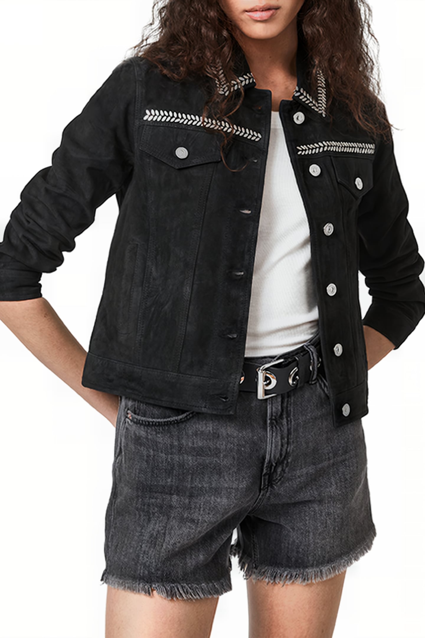 DELVY SUEDE TRUCKER WASHED BLACK 1