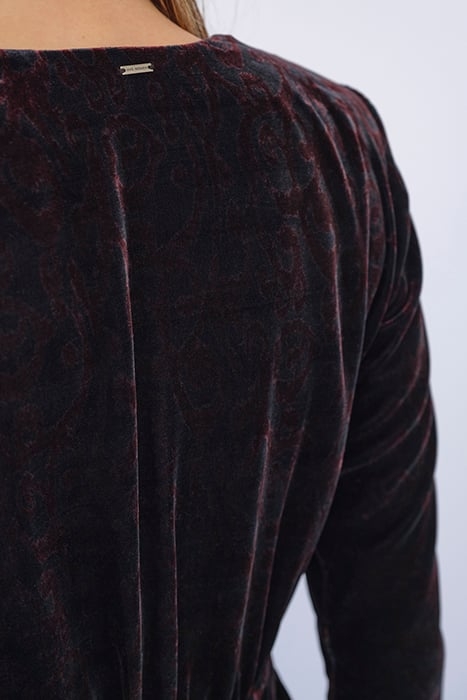 BAROQUE PRINT VELVET WRAP-STYLE SHORT DRESS 5