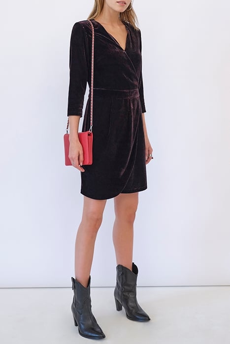 BAROQUE PRINT VELVET WRAP-STYLE SHORT DRESS 3