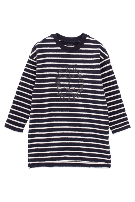 GIRLS’ NAVY STRIPED, EMBROIDERED SAILOR DRESS OFF-WHITE 1