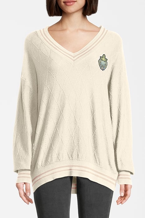 TELLING KNITTED V-NECK SWEATER ANTIQUE WHITE 2