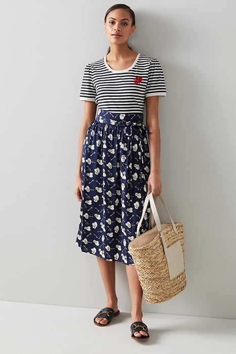 VALERIE MIDI SKIRT NAVY/CREAM 1