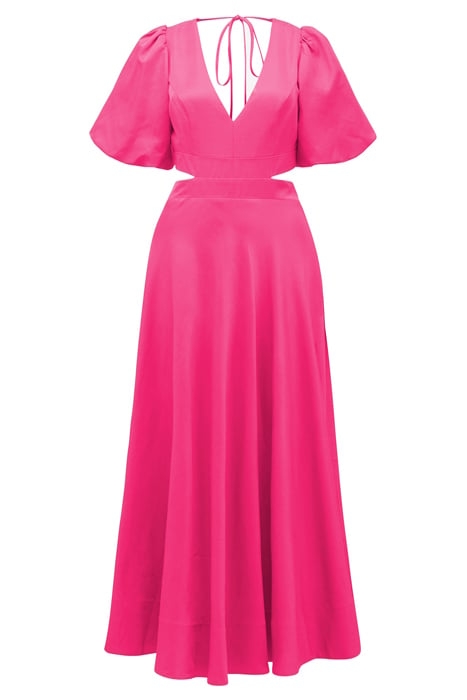 HADLEY TIE BACK MIDI DRESS HOT PINK 5
