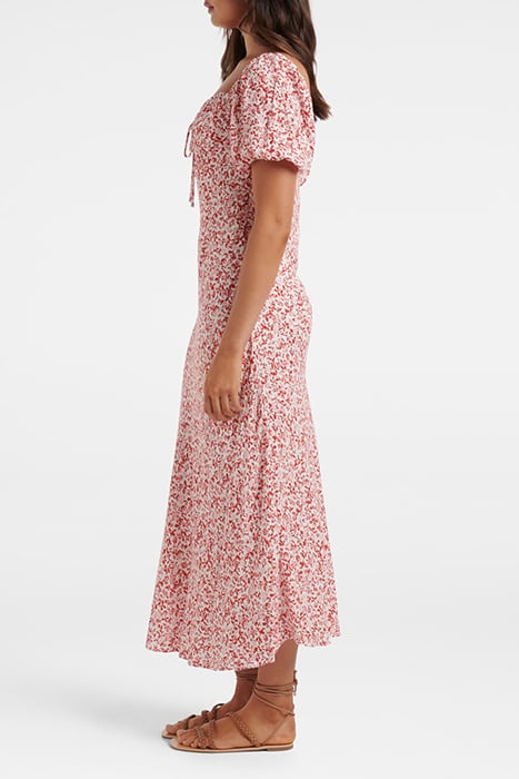 LORELAI RUCHED FRONT MIDI DRESS RED WESTBURY DITSY 3