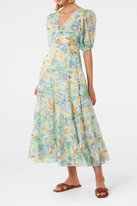 IRINA TWIST FRONT MIDI DRESS BLUE ELMHURST FLORAL 3