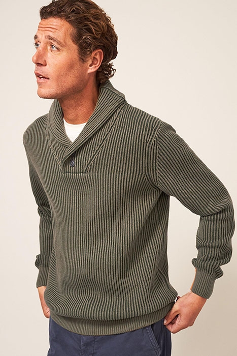 SHAWL NECK RIB JUMPER DARK GREEN 3