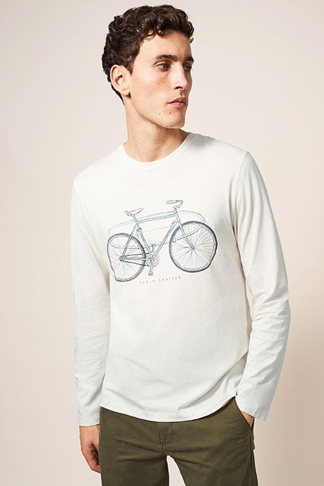 BEACH CRUSIER LS GRAPHIC TEE NATURAL WHITE 1