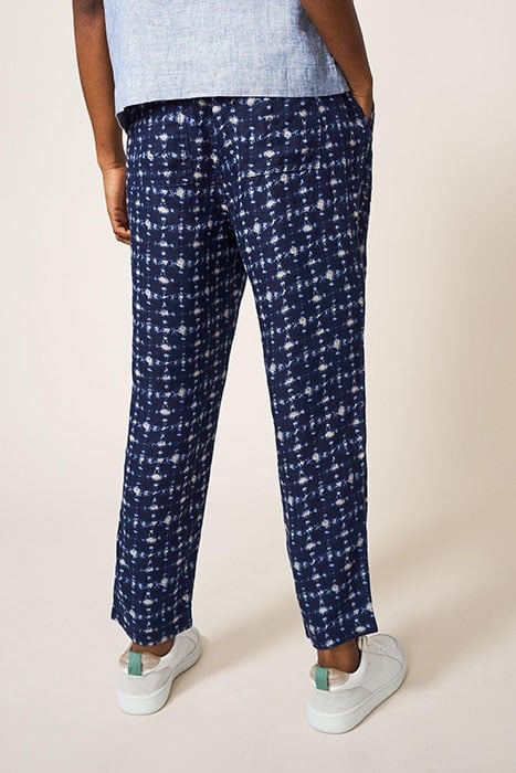 EFFIE LINEN TROUSER NAVY MULTI 2