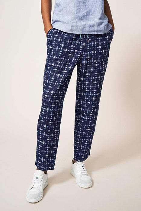 EFFIE LINEN TROUSER NAVY MULTI 1