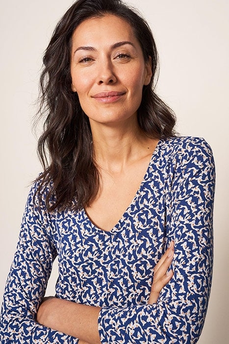 TALLIE ECO VERO JERSEY DRESS NAVY MULTI 3